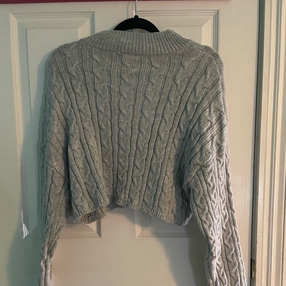 Womens (M) knitted cropped quarter zip sweater - Picture 2 of 3